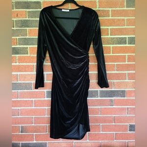 Guberry Black Velvet Ruched Dress Long Sleeve Women's Size M Wimsigoth Dark